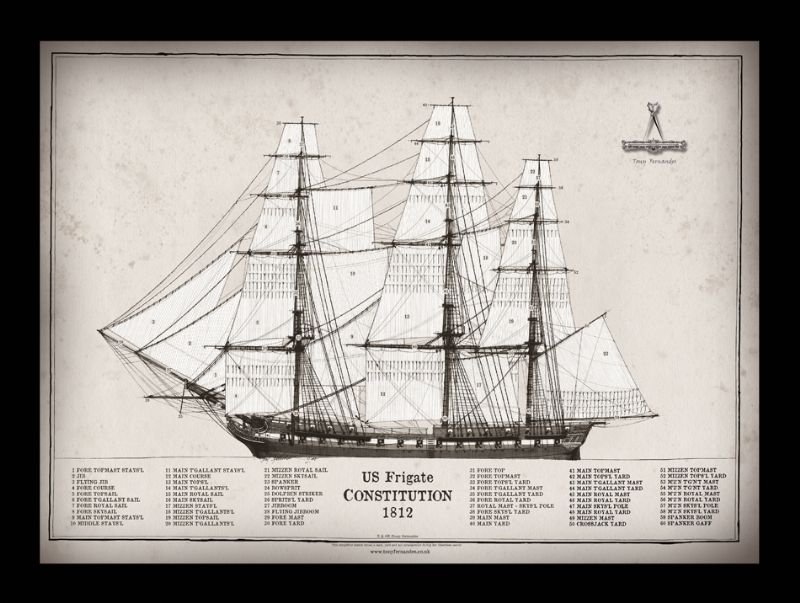 18) US Frigate Constitution 1812 by Tony Fernandes - signed open print